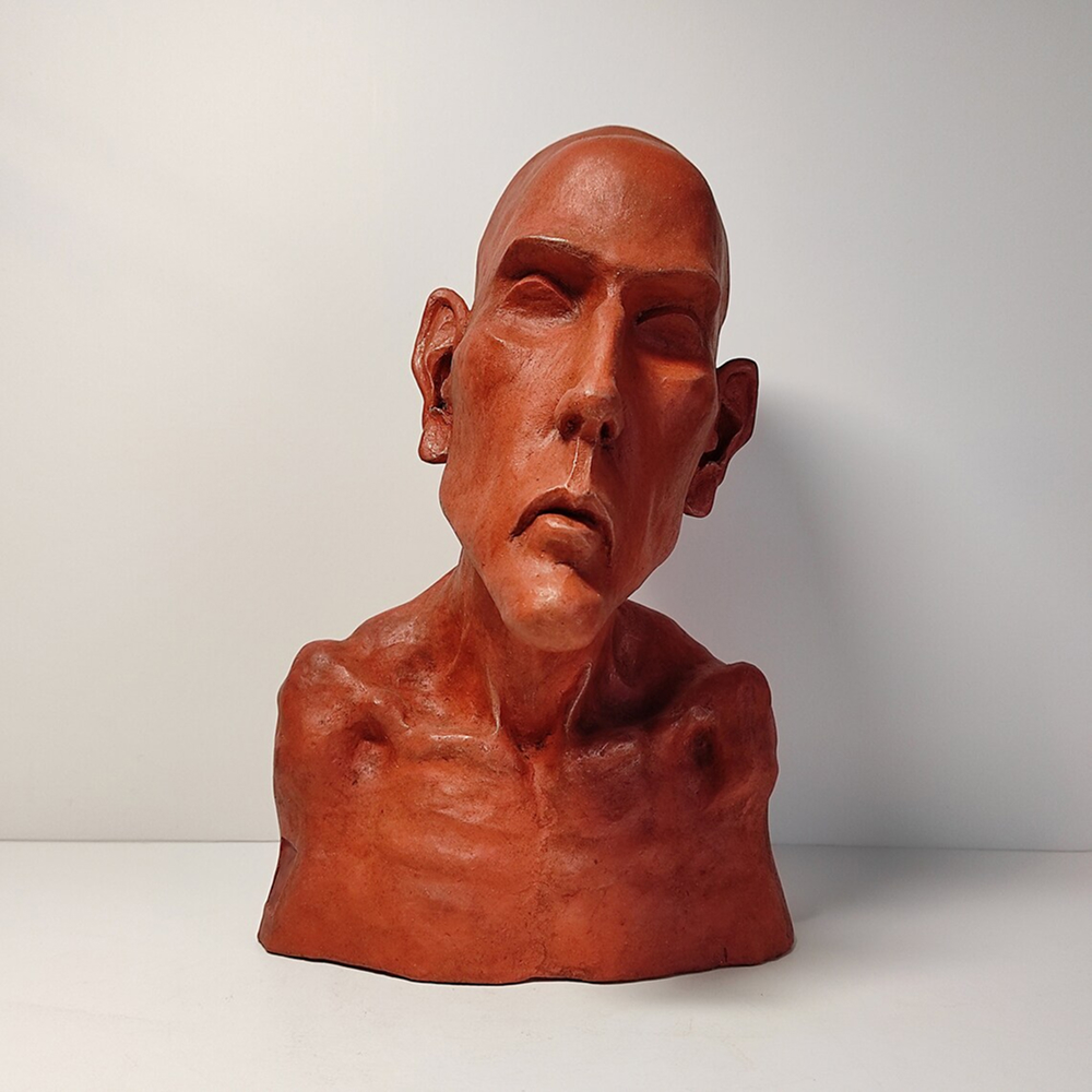 Brother N - Original clay sculpture, handmade, powder pigments