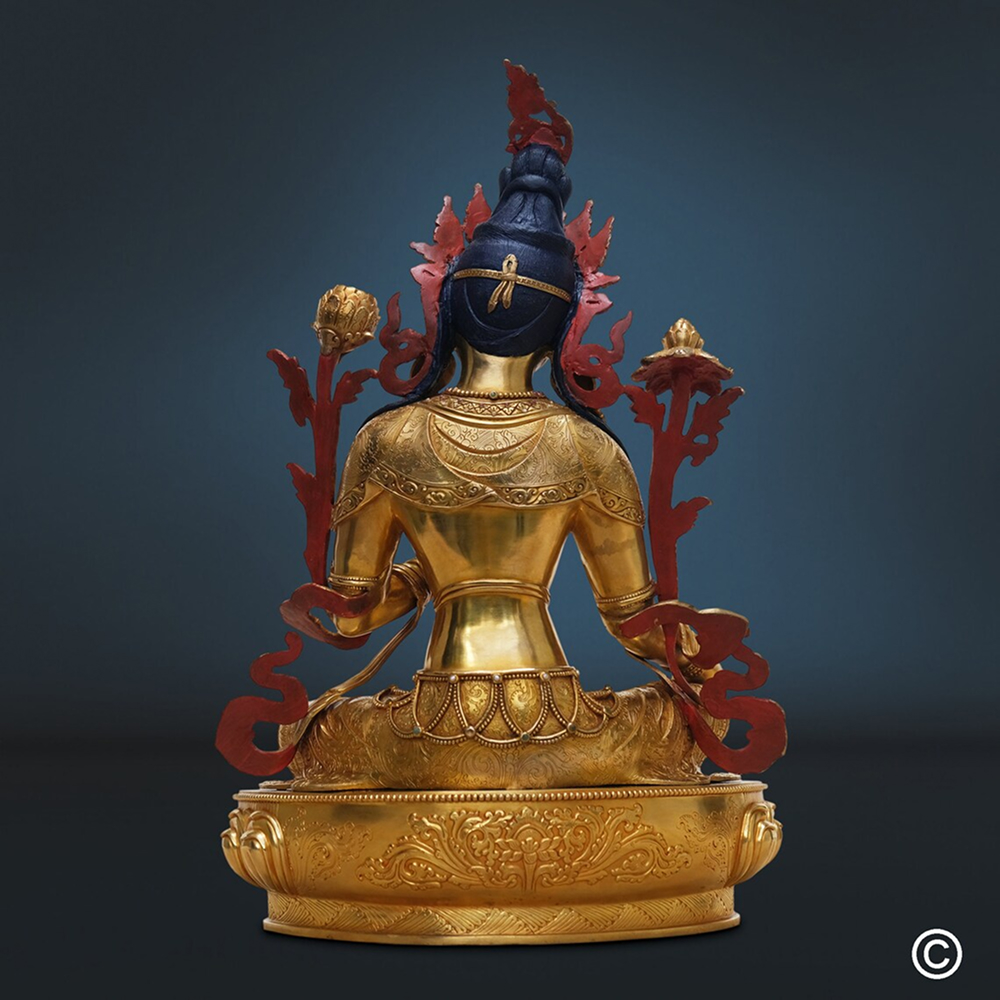 Zielona Tara, statua Buddy „Najwyższa jakość” (Nepal), złote arcydzieło, unikat - Image 4